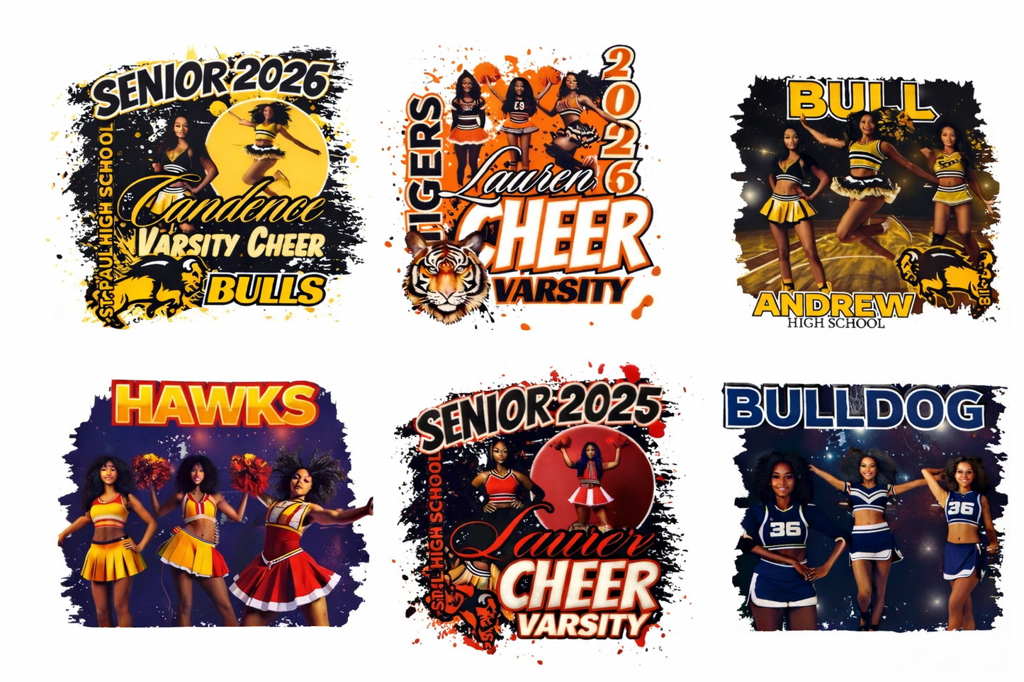CHEERLEADER EDITABLE DESIGN BUNDLE (15 PC)