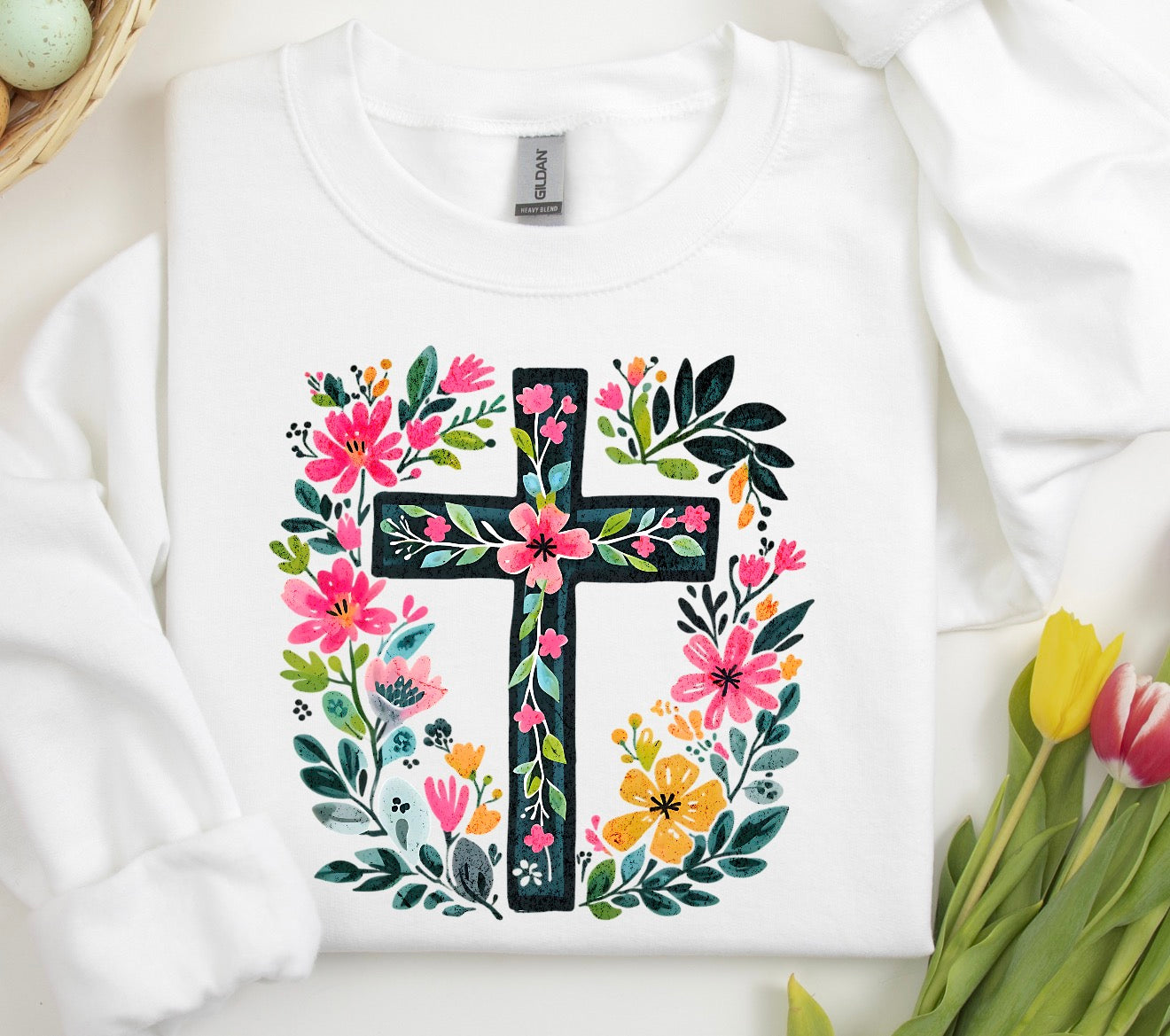 FLOWER CROSS/ 10” DTF TRANSFER