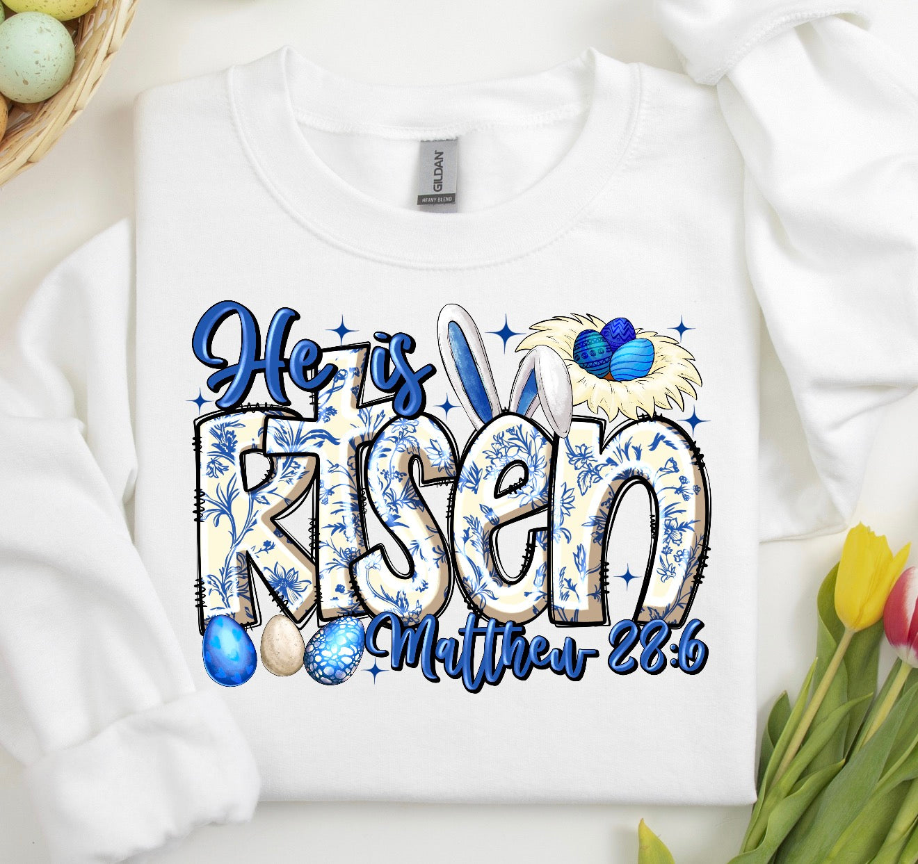 HE IS RISEN BLUE/ 10” DTF TRANSFER
