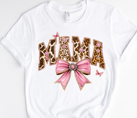 MAMA PINK BOW/ 10” DTF TRANSFER