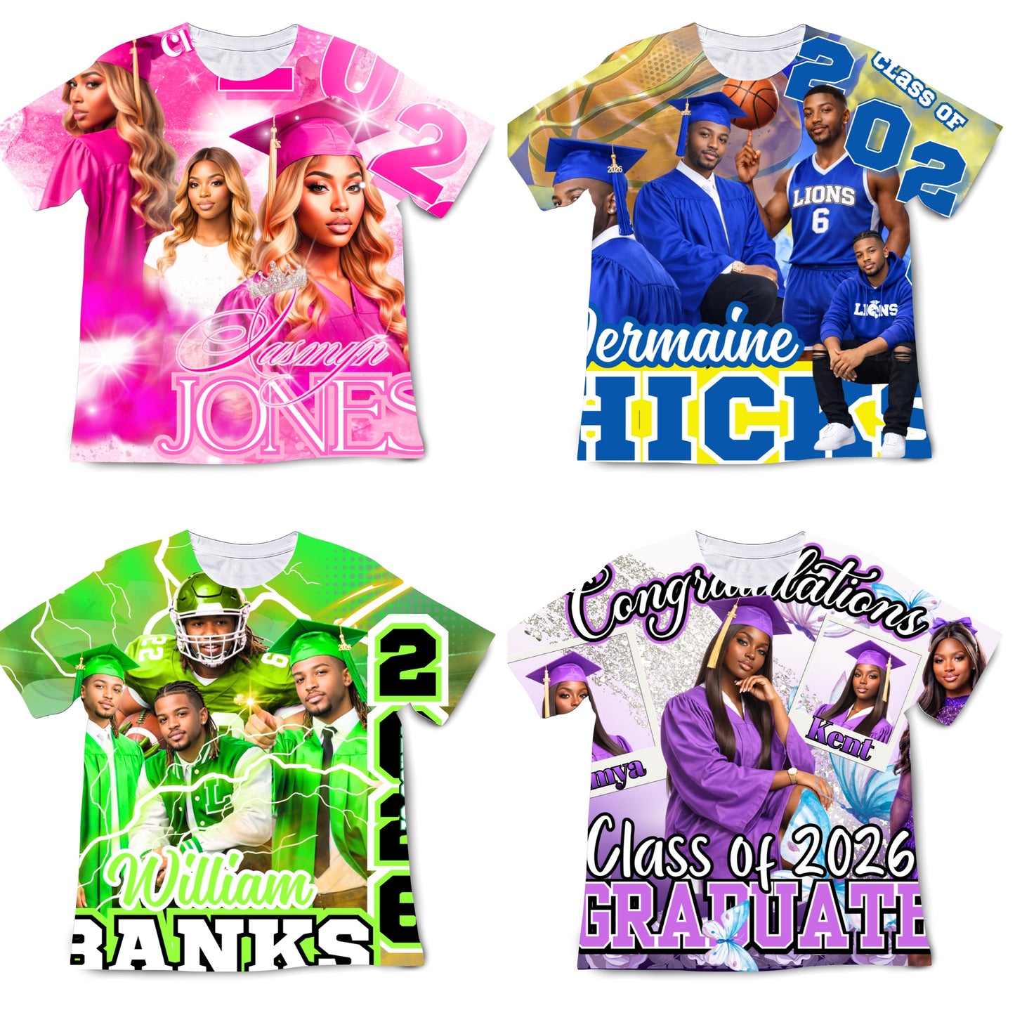 Graduation Editable Design Kit/ NEW (80 pc) (All 4 colors PURPLE, BLUE, GREEN, PINK)