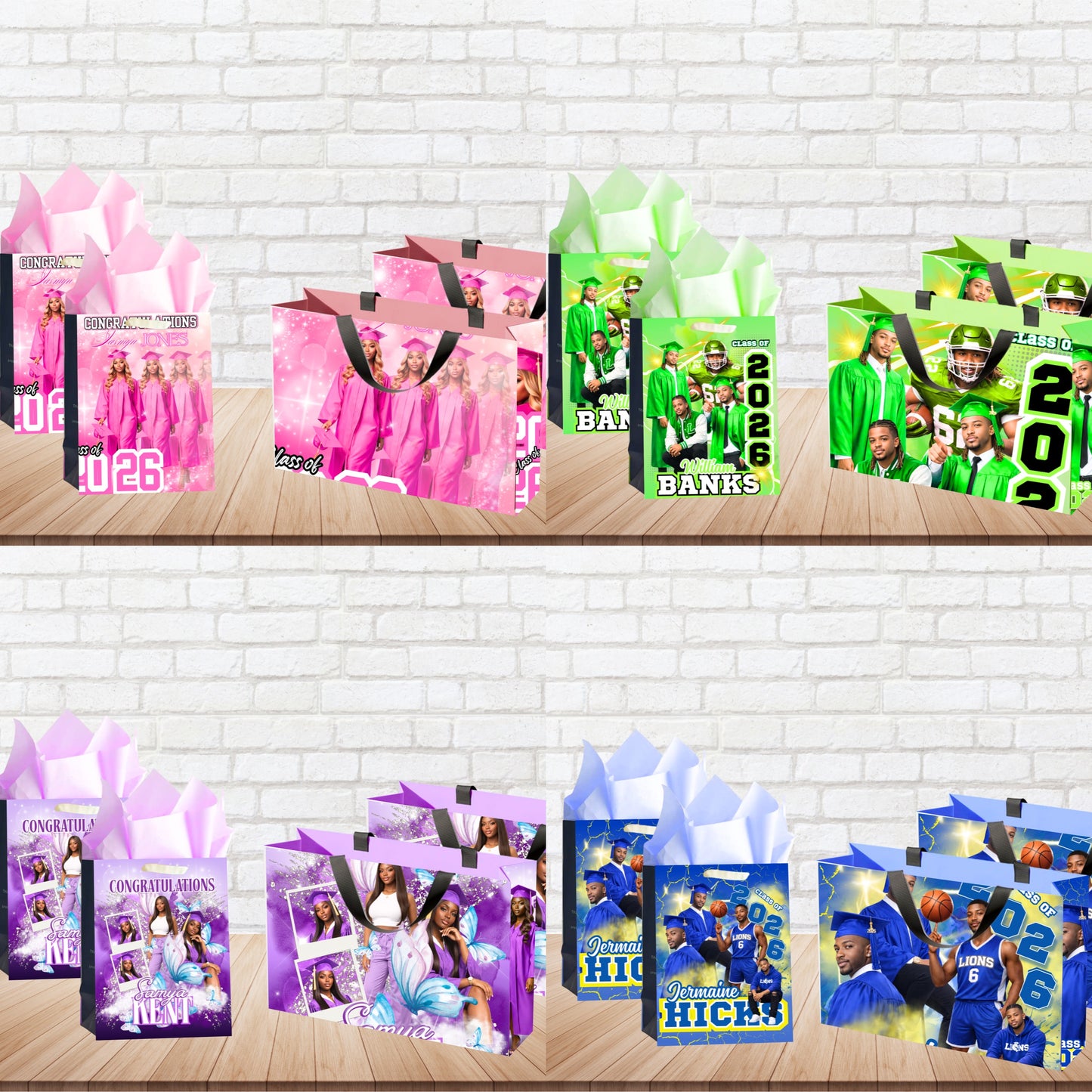 Graduation Editable Design Kit/ NEW (80 pc) (All 4 colors PURPLE, BLUE, GREEN, PINK)