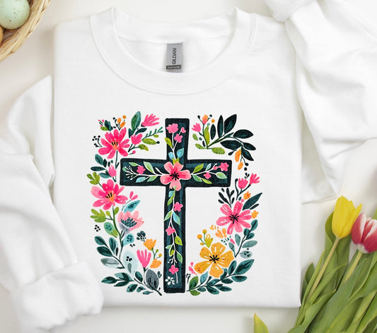 FLOWER CROSS/ 10” DTF TRANSFER