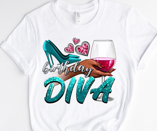 BIRTHDAY DIVA TURQUOISE/ 10” DTF TRANSFERS