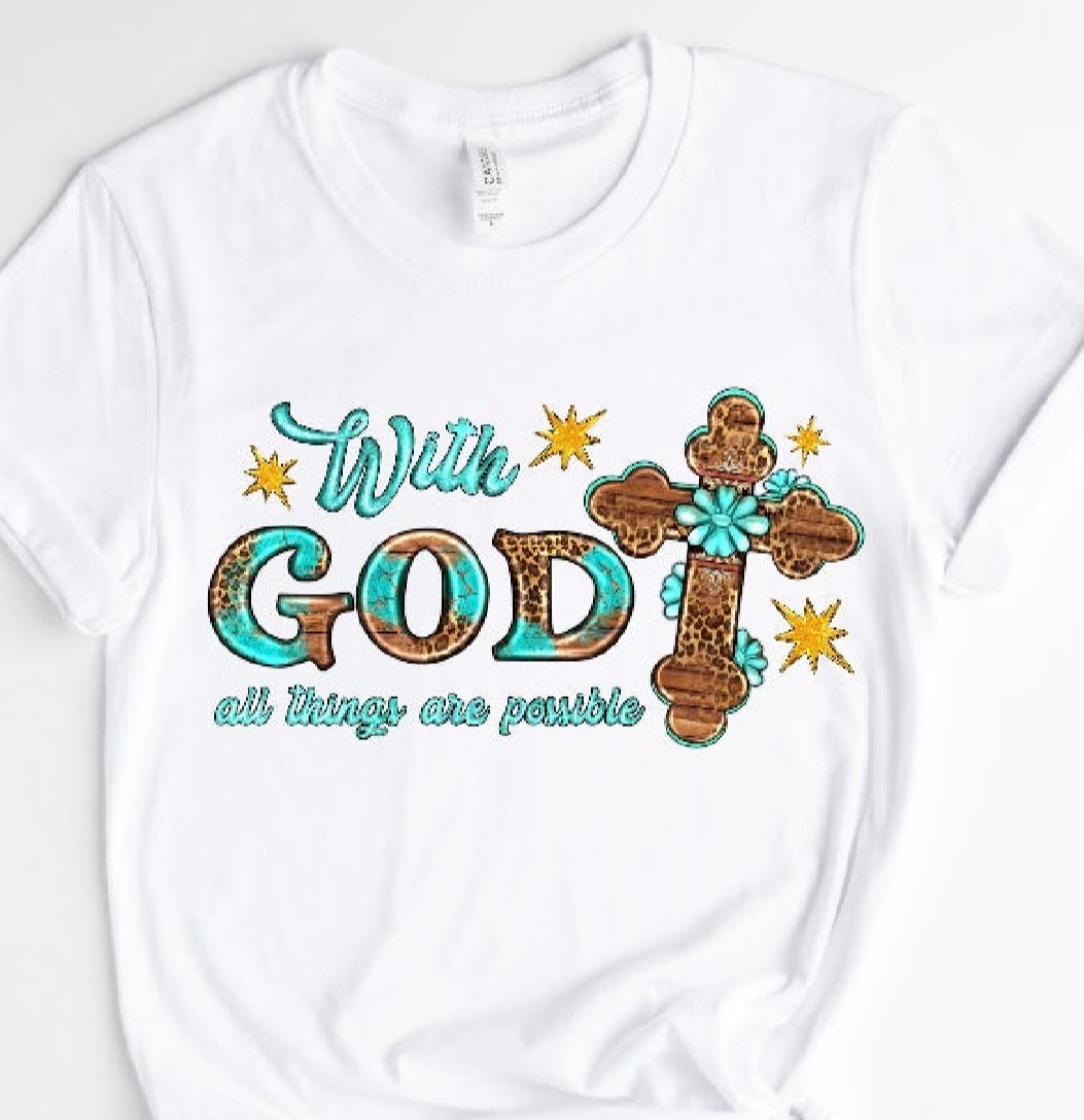 WITH GOD TURQUOISE / 10” DTF TRANSFER